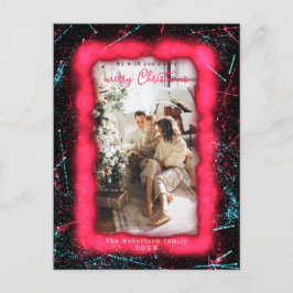 Postal Purpurina Rojo Feriado Fotos Enmarcadas Feliz Navi