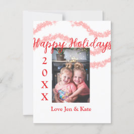 Postal Purpurina rojo niños foto familiar feliz nombre de