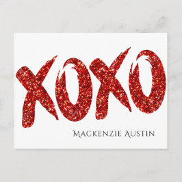 Postal Purpurina rojo XOXO | Glam Brush Abrazo y besos en