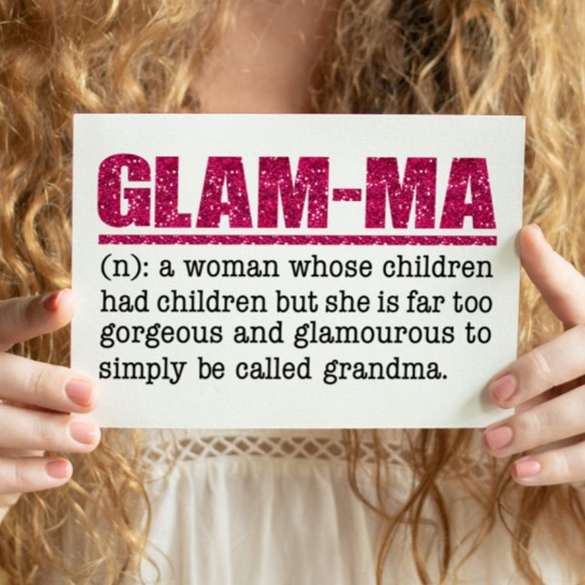 Postal Purpurina Rosa Caliente Faux Glam-Mamáes (Subido por el creador)