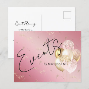 Postal Purpurina rosa moderno Globos de negocios