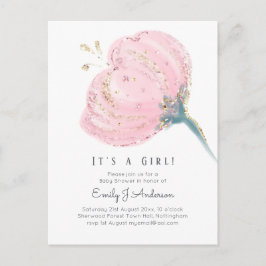 Postal Purpurina Rosa Rosa Moderno Es Un Baby Shower Chic