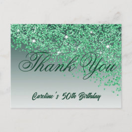 Postal Purpurina Verde, cumpleaños número 50 Gracias