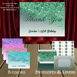 Postal Purpurina Verde, cumpleaños número 60 Gracias