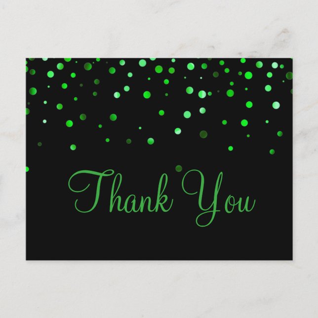 Postal Purpurina verde moderno Inpressiv Black Gracias (Anverso)