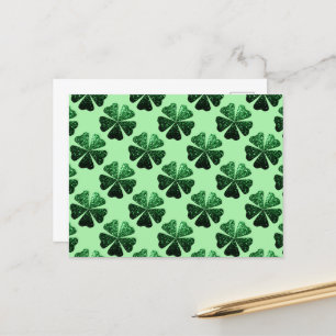 Postal Purpurina verde oscuro chispea patrón Shamrock