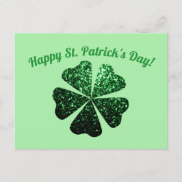 Postal Purpurina verde oscuro chispea Shamrock St Patrick