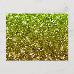 Postal Purpurinas de oro verde brillante