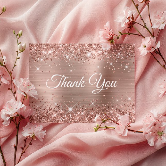 Postal Purpurinoso Rosa Relieve metalizado dorado 21º cum (Glittery Rose Gold Foil 21st Birthday Thank You Postcard)