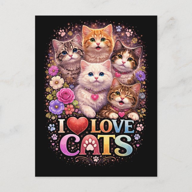 Postal Purrfect Little Hearts (Anverso)