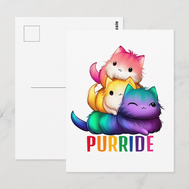 Postal Purride de gatos arcoiris (Anverso / Reverso)