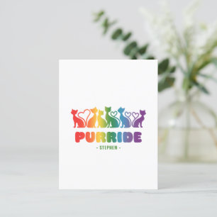 Postal Purride - Silhouette de gato arco iris LGBTQ+ Pun 