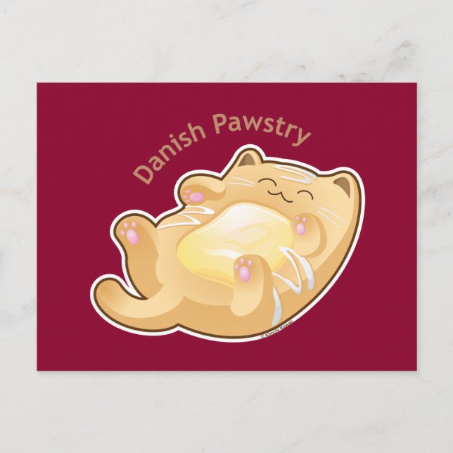 Postal Purrista Pawfee: bonito gato de pastelería danés (Anverso)
