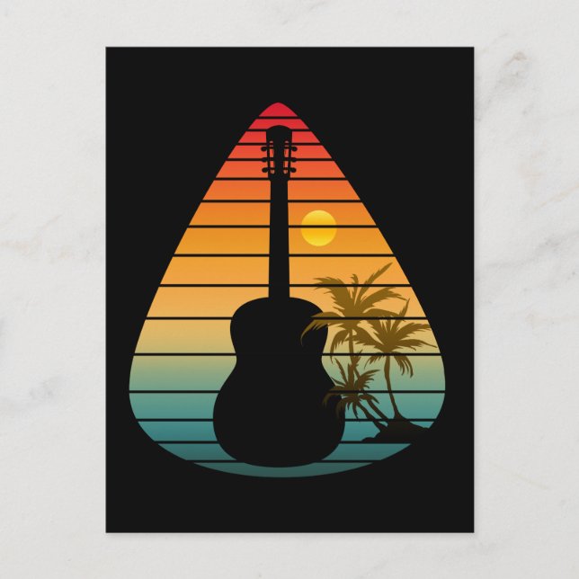 POSTAL PUSTA DE GUITARRA DE MODA ATARDECER  (Anverso)