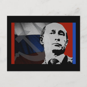 Postal Putin con la bandera rusa