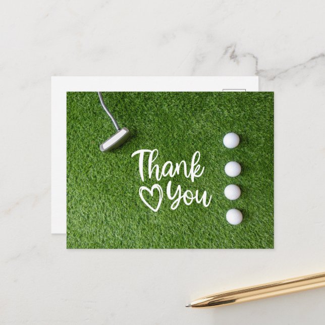 Postal Putt de golf están en césped verde Gracias (Anverso/Reverso In Situ)