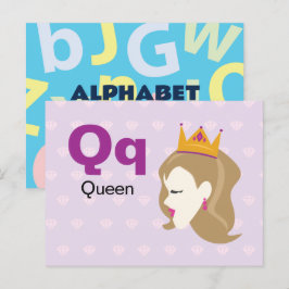 Postal Q es para Queen - Alphabet Flash Card