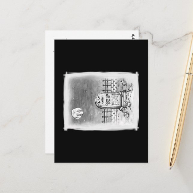 Postal QEPD Máscaras Estúpidas de Sense Común y Vacuna (Anverso/Reverso In Situ)