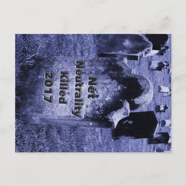 Postal QEPD Neutralidad neta Gravestone (Anverso)