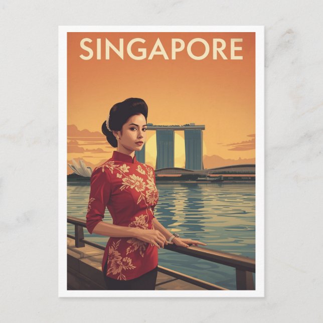 Postal Qipao vintage de Singapur (Anverso)
