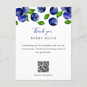 Postal QR Code Berry First Birday Blueberry Gracias