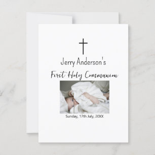 Postal QR mínimo de la primera comunión santa católica