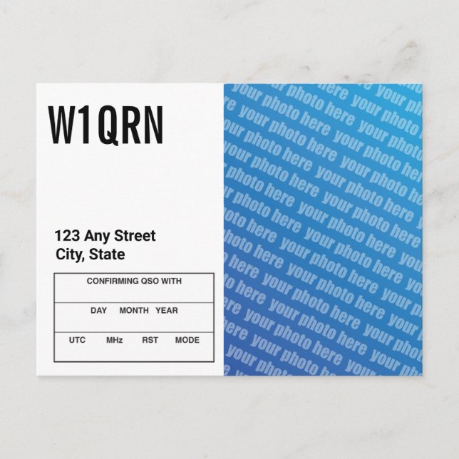 Postal QSL Card Add Your Own Photo (Anverso)