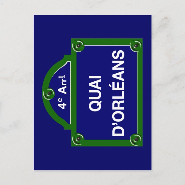 Postal Quai d'Orleans, Rótulo Callejero de París (Anverso)