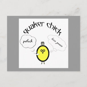 Postal Quaker chick - ama la paz potluck (o lo que sea)