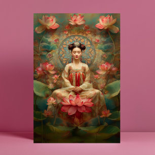 Postal Quan Yin Diosa de la compasión Arte de alta frecue