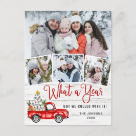 Postal Qué año 2020 Navidades Red Farm Truck 4 Foto