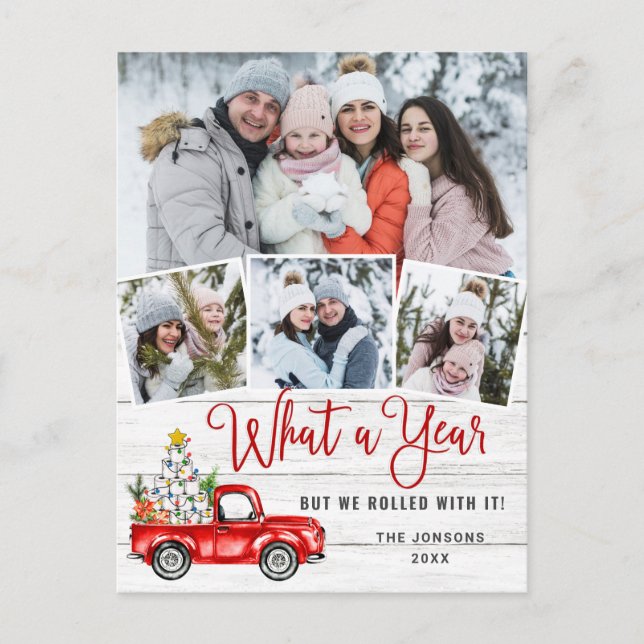 Postal Qué año 2020 Navidades Red Farm Truck 4 Foto (Anverso)
