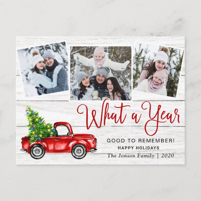 Postal Qué año Navidades Red Farm Truck 3 Foto (Anverso)