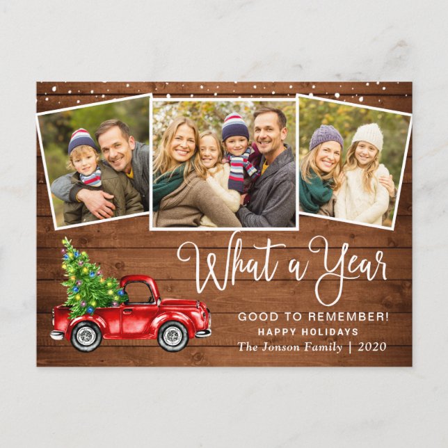 Postal Qué año Navidades Red Farm Truck 3 Foto (Anverso)