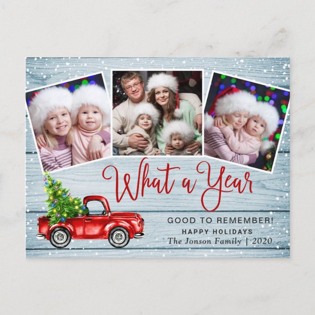 Postal Qué año Navidades Red Farm Truck 3 Foto (Anverso)