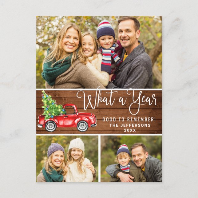 Postal Qué año Navidades Red Farm Truck 3 Foto (Anverso)