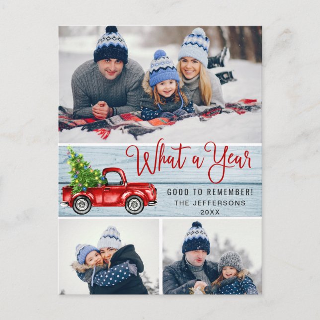 Postal Qué año Navidades Red Farm Truck 3 Foto (Anverso)