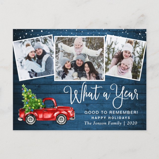 Postal Qué año Navidades Red Farm Truck 3 Foto (Anverso)