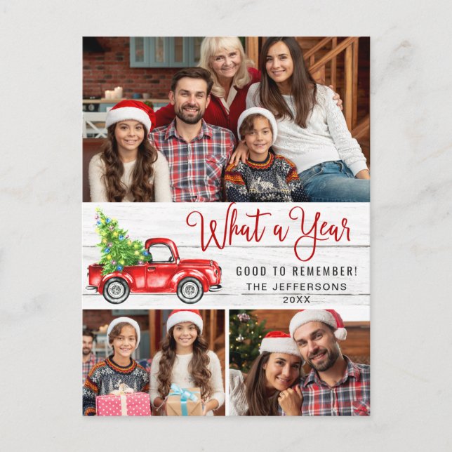 Postal Qué año Navidades Red Farm Truck 3 Foto (Anverso)