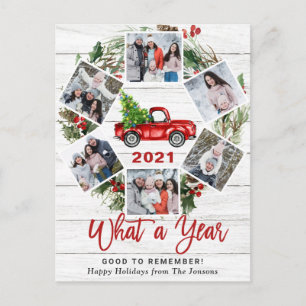 Postal Qué año Navidades Red Farm Truck 6 Foto