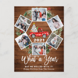 Postal Qué año Navidades Red Farm Truck 6 Foto