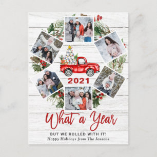 Postal Qué año Navidades Red Farm Truck 6 Foto