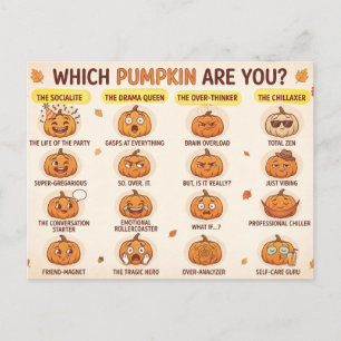 Postal "¿Qué Calabaza Eres Tú?" Diseño Divertido de Hallo