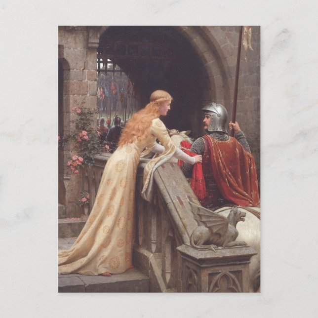 Postal ¡Que Dios acelere! [Edmund Blair Leighton] (Anverso)