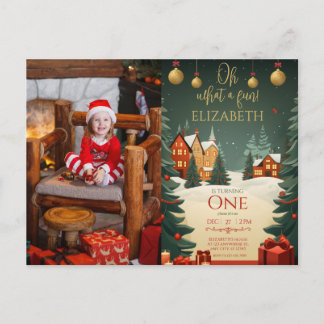 Postal Qué divertido cumpleaños número 1 foto Navidad