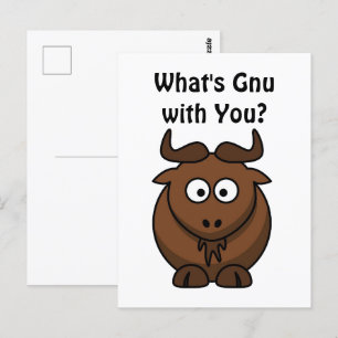 Postal Qué es Gnu, divertida Personalizado de búfalos Ani