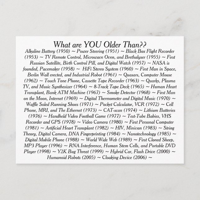 Postal ¿Qué es usted más viejo que