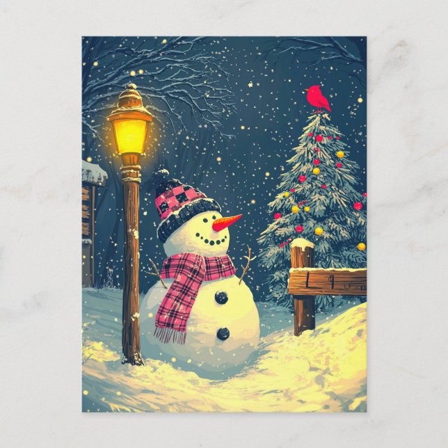 Postal ¡Que La Nieve! Feliz Navidad Snowman (Anverso)