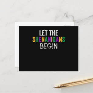 Postal Que los Shenanigans comiencen el Mardi Gras