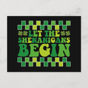 Postal Que los Shenanigans comiencen la retro irlandesa G